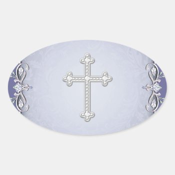 Purple Cross Damask Flower Envelope Seals Stickers by InvitationCentral at Zazzle
