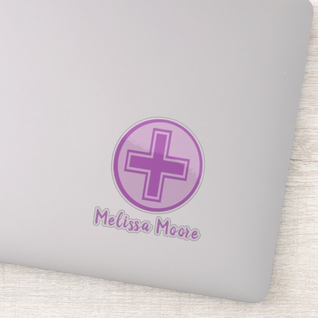Purple  Cross Design Health Care Medical Icon Sticker (Detail)