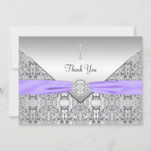 Purple Cross Elegant Christian Thank You Card