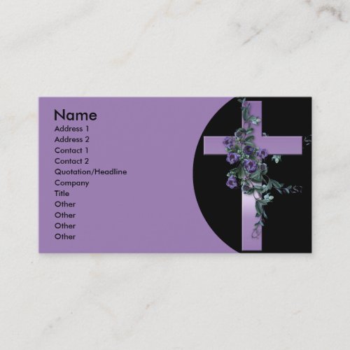 Purple Cross &amp; Flowers Business Cards