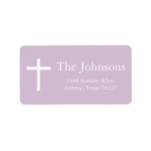 Purple Cross Girl Baptism Return Address Label