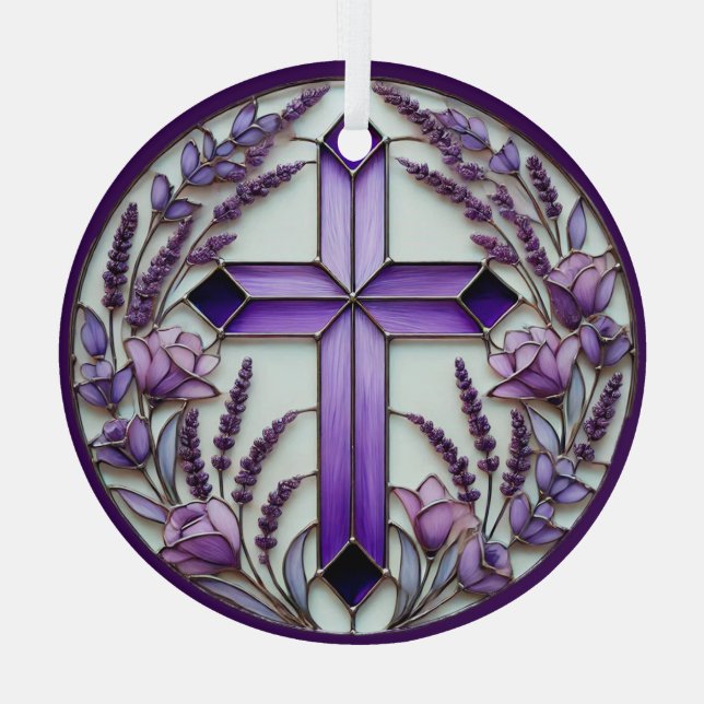 Purple Cross Ornament Suncatcher (Back)