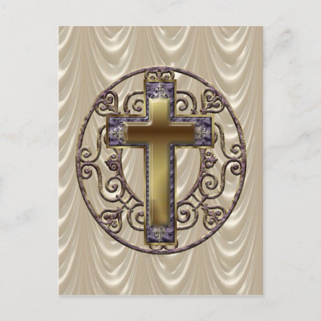 Purple Cross Round Postcard (Front)