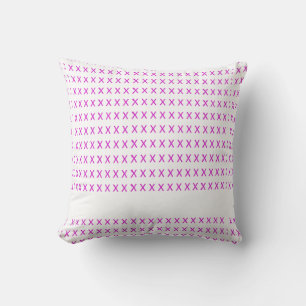 Purple cross stitch on white throw pillow