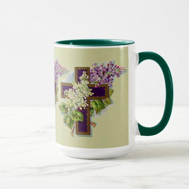 Purple Cross With Flowers Mug (Right)