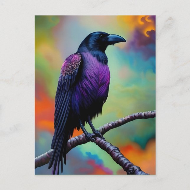 Purple Crow, colorful background Postcard (Front)