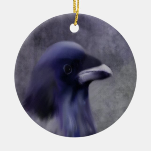 Purple Crow Portarit Ceramic Ornament (Front)