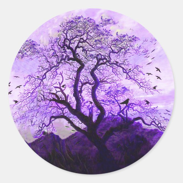 Purple Crow Tree Hills Raven Stickers (Front)