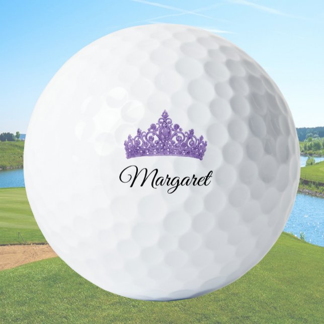 Purple Crown and Custom Name Pretty Golf Balls (Creator Uploaded)