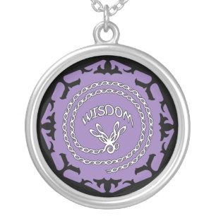 Purple Crown Chakra "Wisdom" Dragonfly Silver Plated Necklace
