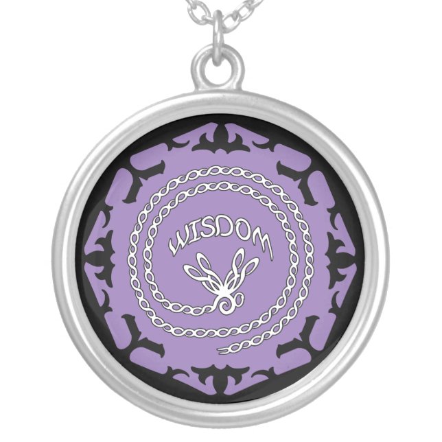 Purple Crown Chakra "Wisdom" Dragonfly Silver Plated Necklace (Front)