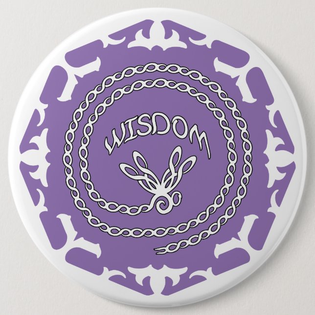 Purple Crown Chakra "Wisdom" Dragonfly White BG Button (Front)
