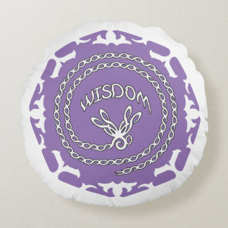 Purple Crown Chakra "Wisdom" Dragonfly White BG Round Pillow