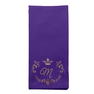 Purple Crown Crest Monogrammed Cloth Napkin