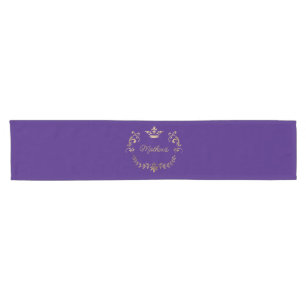 Purple Crown Crest Personalized Short Table Runner