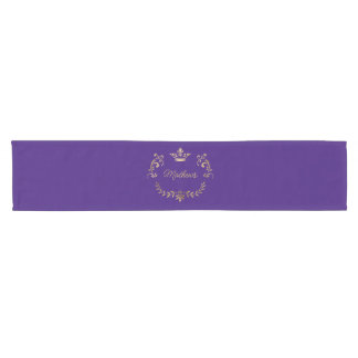 Purple Crown Crest Personalized  Short Table Runner
