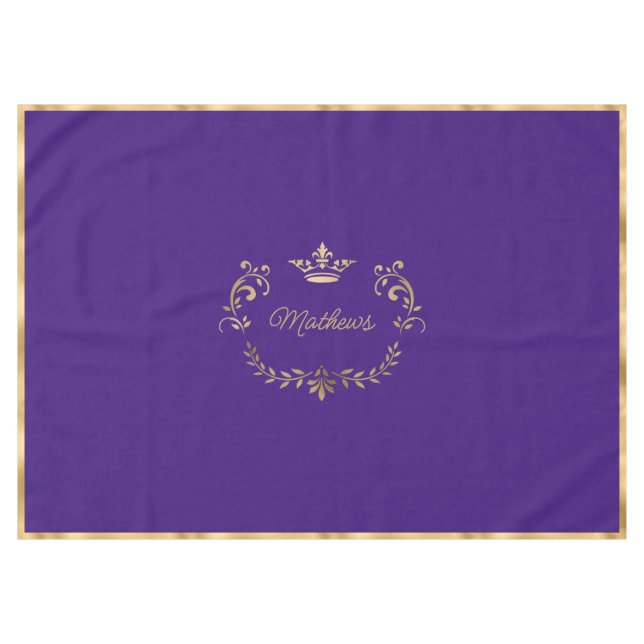 Purple Crown Crest Personalized  Tablecloth (Front (Horizontal))