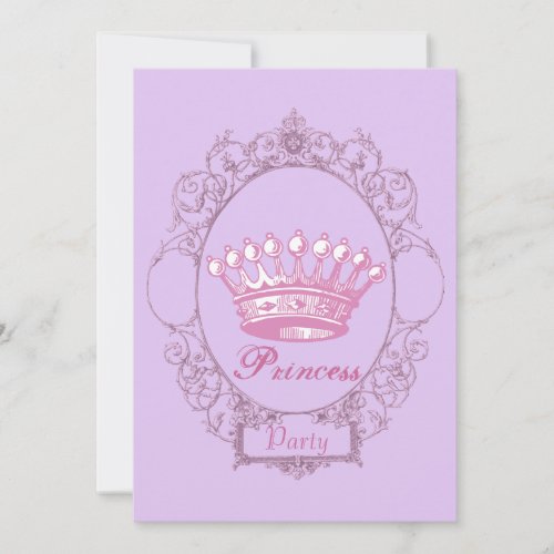 Purple Crown Princess Birthday Party invitation