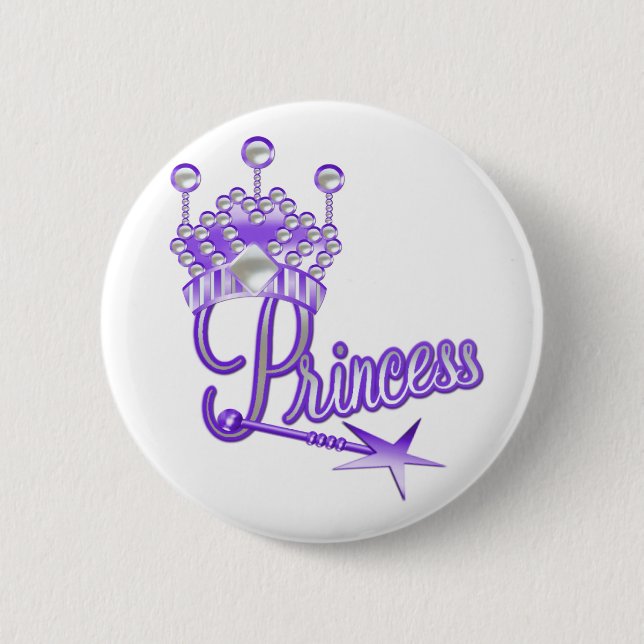 Purple Crown Princess Pinback Button (Front)