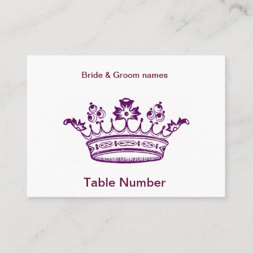 Purple Crown Reception Place cards Business Card