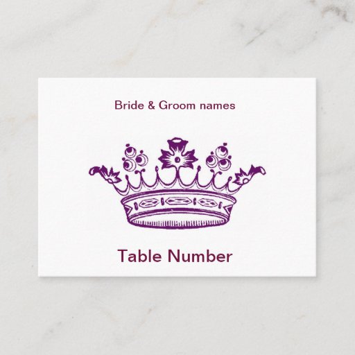 Customizable Purple Crown Reception Place cards Business Card