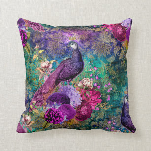 VG Productions Pink Peacock Tail Feathers Beautiful Bird Design Throw Pillow 16x16 Multicolor VG Productions Pink Peacock Tail Feathers Beautiful Bird Design Throw Pillow 16x16 Multicolor