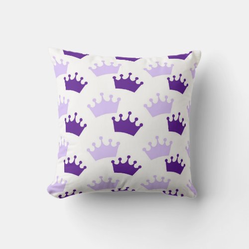 Purple Crowns Fairytale Prince Storybook Decor Throw Pillow