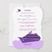 Purple Cruise Ship Wedding Invitation (Front)