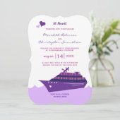 Purple Cruise Ship Wedding Invitation (Standing Front)