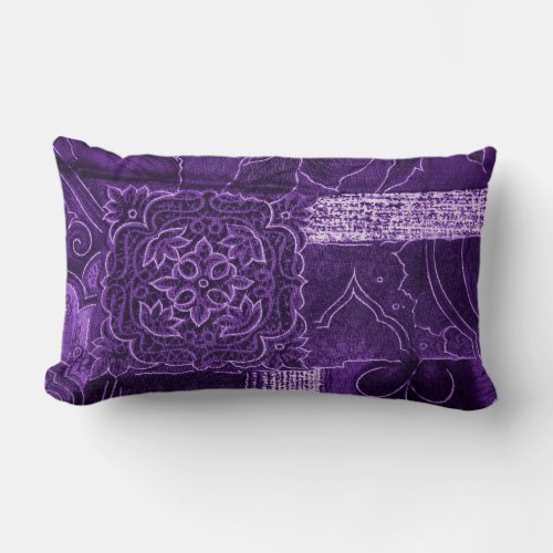 Purple Crushed Velvet Look Lumbar Pillow