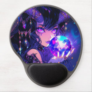 Purple Crystal Ball Demon Anime Girl Gel Mouse Pad