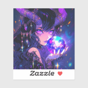 Purple Crystal Ball Demon Anime Girl Sticker