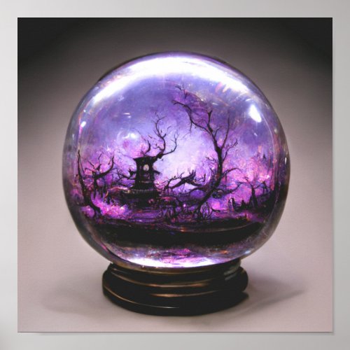 Purple Crystal Ball Haunted Poster
