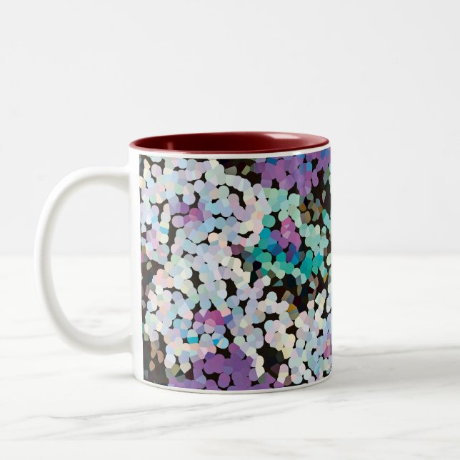 Purple Crystal Floral Blooms Two-Tone Coffee Mug (Left)