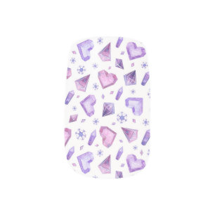 Purple Crystal Heart Pattern, Valentines Day Gift Minx Nail Art