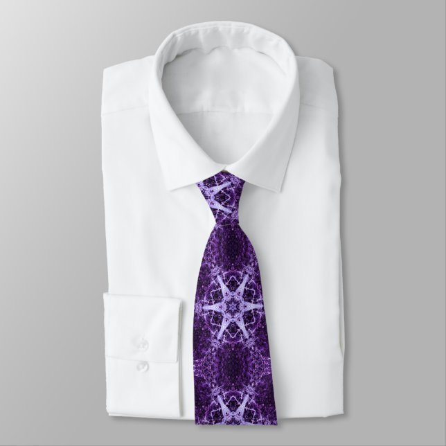 Purple Crystal Jewel Neck Tie (Tied)