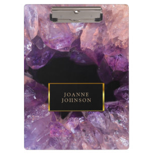 Purple crystal mineral gemstone personalized clipboard