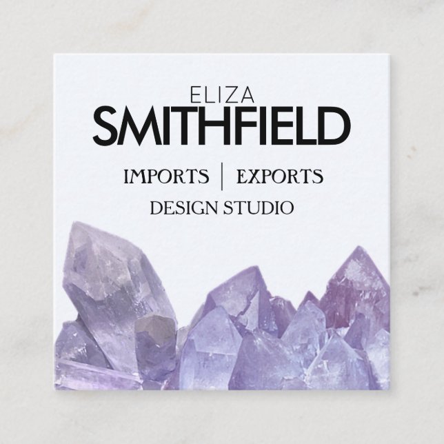 PURPLE CRYSTAL PROFESSIONAL SQUARE BUSINESS CARD (Front)