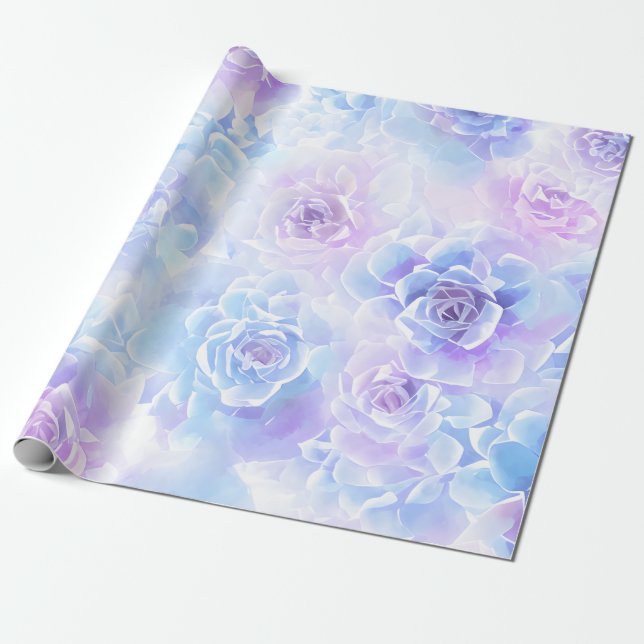 Purple Crystal Rose Wrapping Paper (Unrolled)