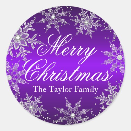Purple Crystal Snowflake Christmas Sticker