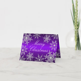 Purple Crystal Snowflake Merry Christmas Card