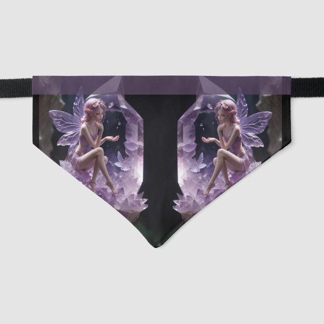 Purple Crystals Amethyst Fairies Pet Bandana Collar (Front)