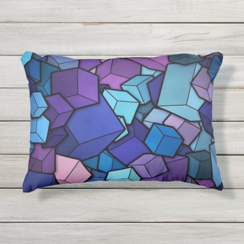 Purple Cubes Outdoor Pillow