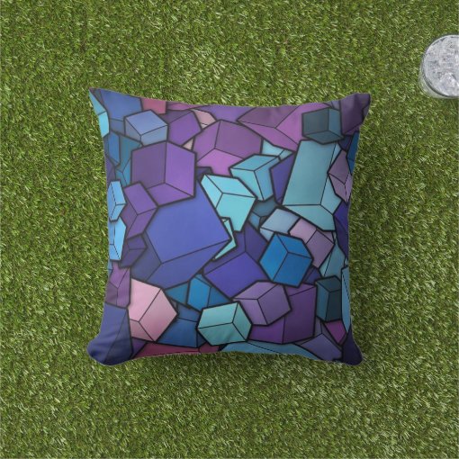 Purple Cubes Throw Pillow Zazzle