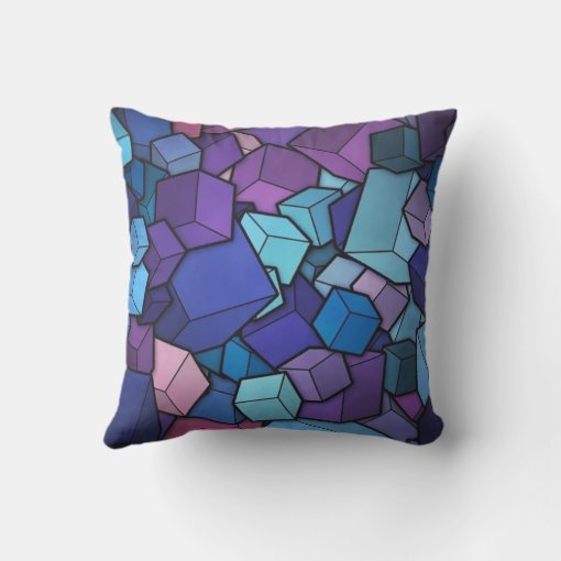 Purple Cubes Throw Pillow Zazzle