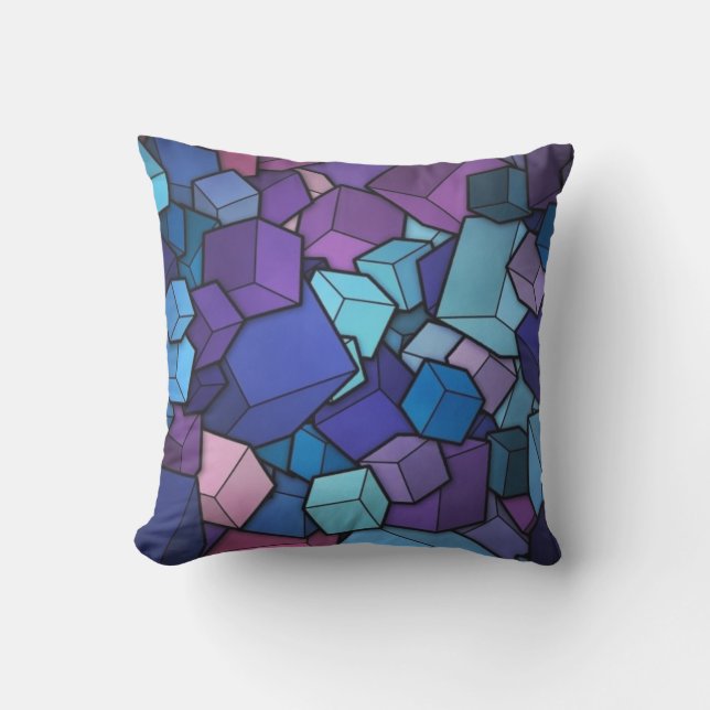 Purple Cubes Throw Pillow (Front)