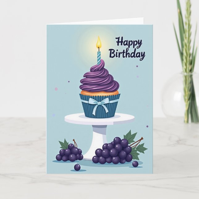 Purple Cupcake Birthday Card (Front)