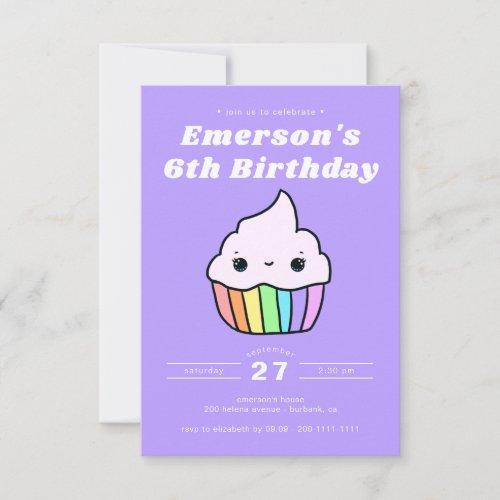 Purple Cupcake Birthday Invitation