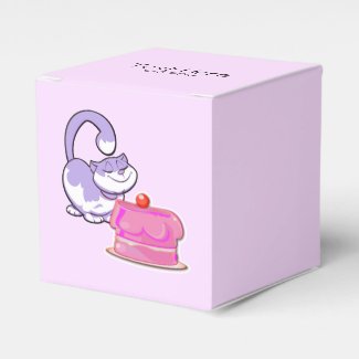 Purple Cupcake Cat Custom Birthday Favor Box