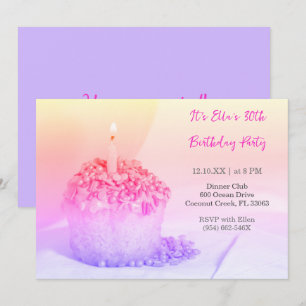 Purple Cupcake Colorful 30th birthday invitation